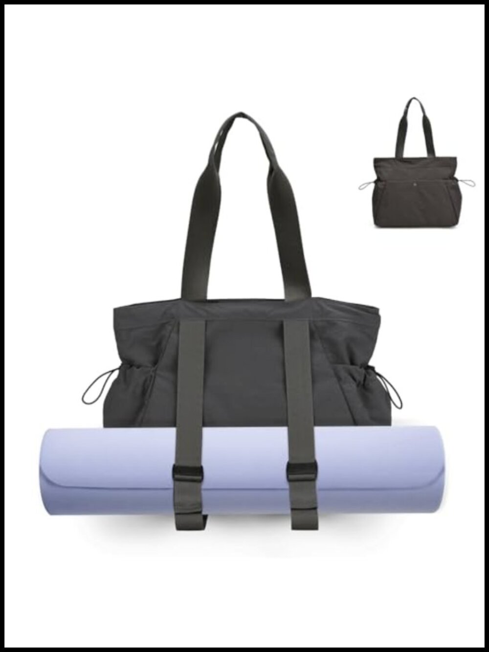 Nylon Yoga Mat Bag Gym Tote with Adjustable Mat Holder Shoulder Carryall